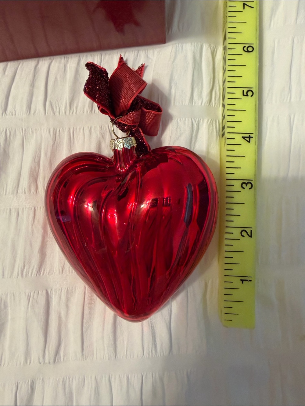 Red heart ornament. New, never used in gift box. $10